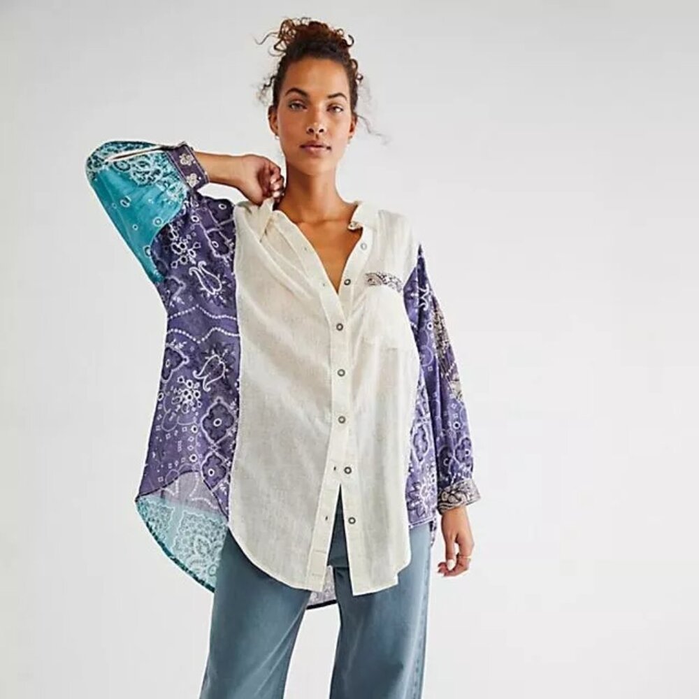 We The Free 100% Cotton Sun Valley Bandana Tunic Boho Size Large